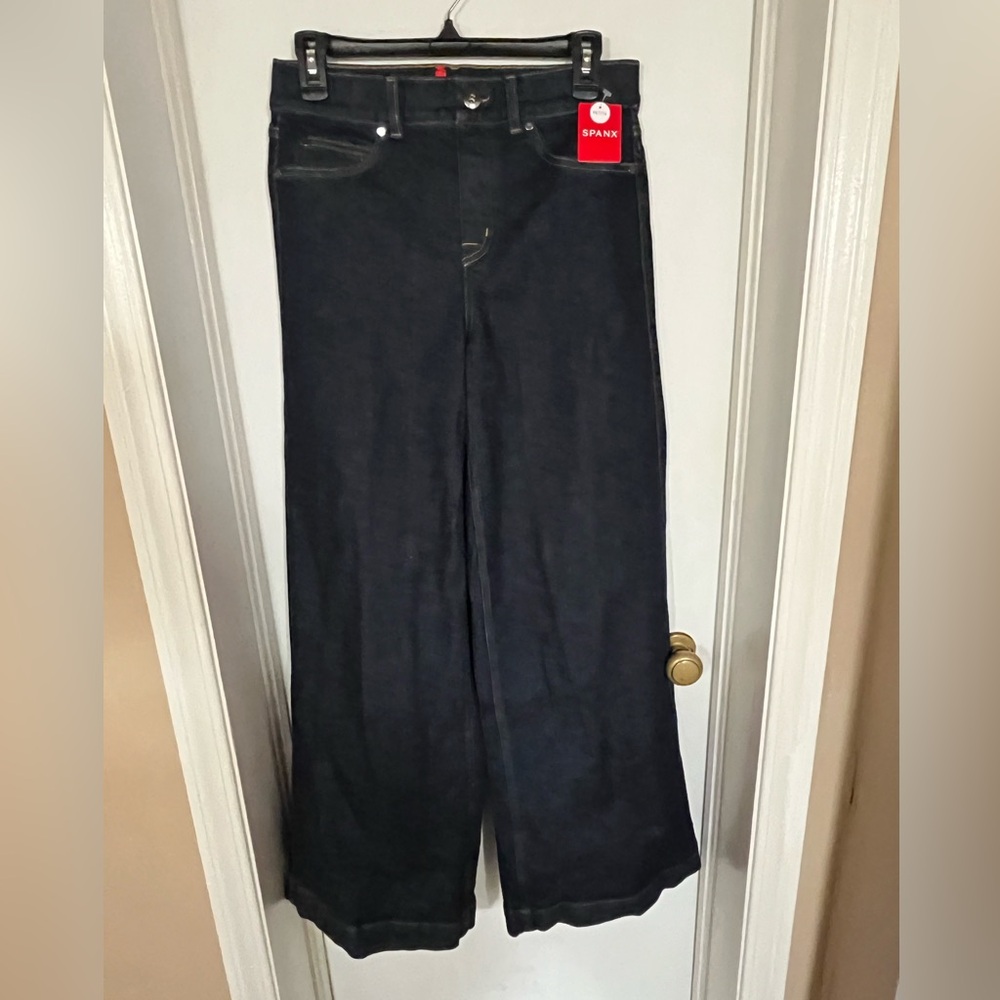 SPANX Women's Wide Leg Dark Rinse Jeans MEDIUM PETITE NWT